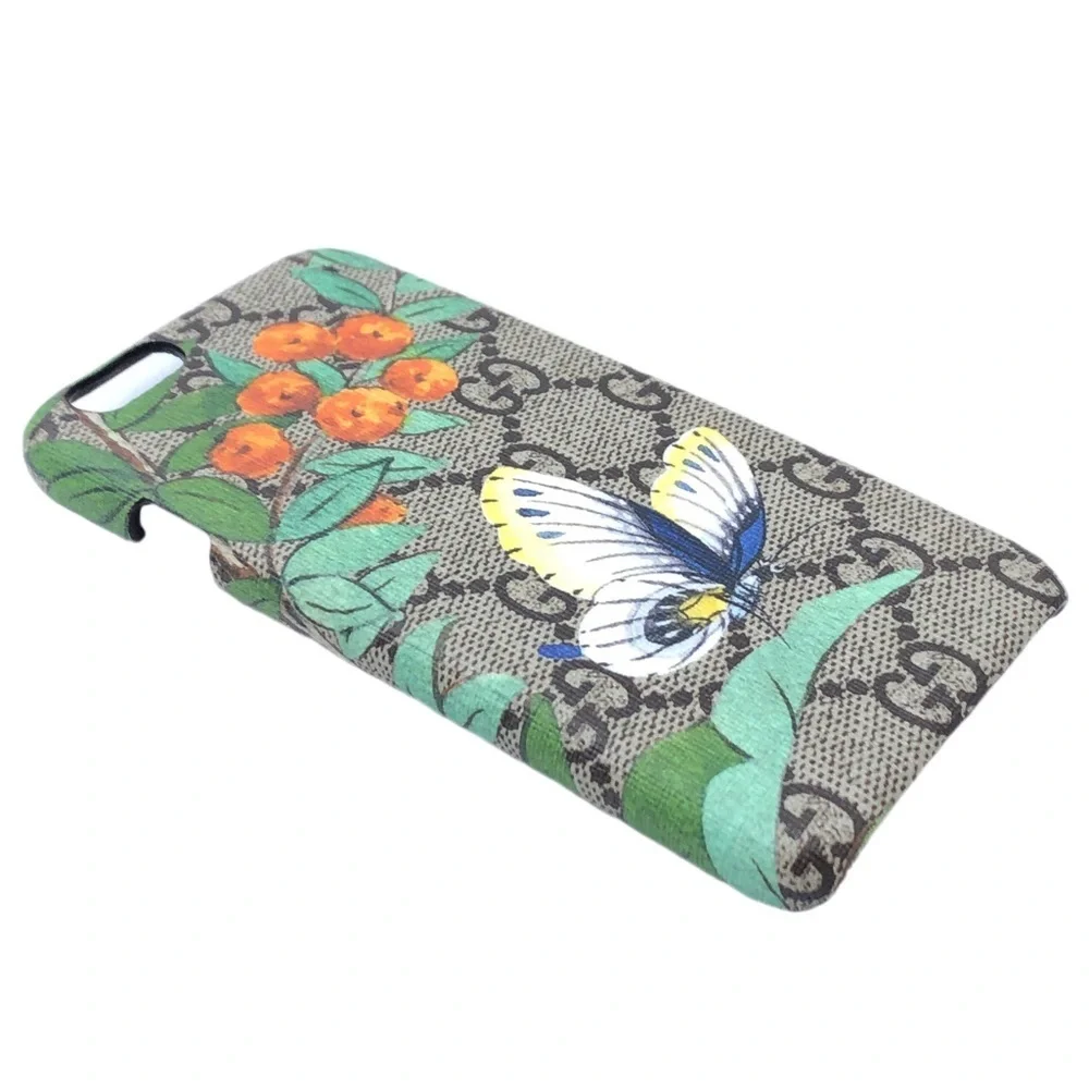 GUCCI Brown Monogram Logo Butterfly Flower IPhone6 Accessory Phone Case NEW